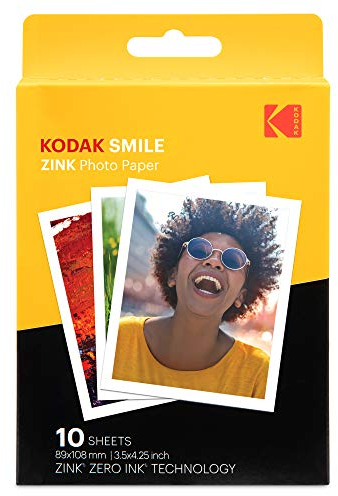 Kodak 3,5 x 4,25 Zoll Premium-Zink-Fotodruckpapier (10 Blatt) kompatibel mit der Kodak Smile Classic-Sofortbildkamera