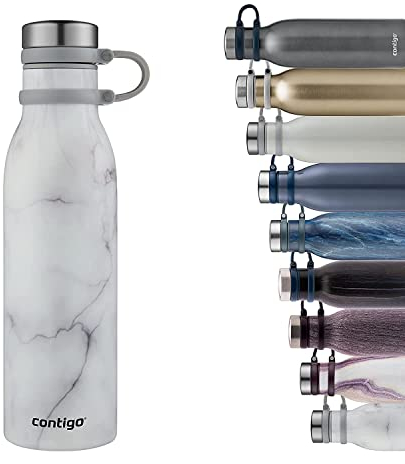 Contigo Matterhorn bouteille isotherme, grande gourde, bouteille en acier inoxydable avec isolation Thermalock, bouteille d’eau sans BPA avec bouchon vissable, entièrement étanche, 590 ml
