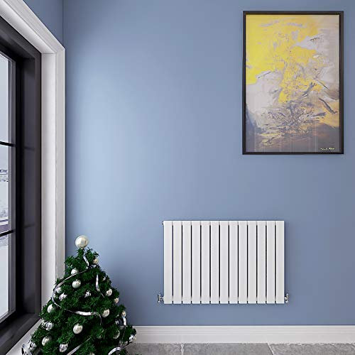 Acezanble∣Flat Panel Radiator Horizontal Designer White-600x884mm Single Panel Central Heating