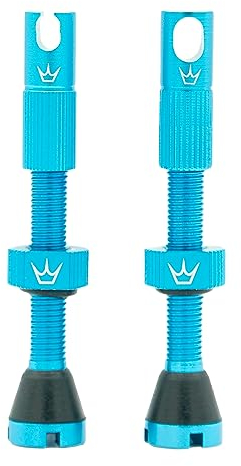 Peaty's X Chris King MK2 Tubeless Ventil Presta - Integrierter Speichenschlüssel & Ventilkernentfernungskappen, Mountainbike, Rennrad Fahrrad Reifen, Kompatibel einfügen, 7075 Aluminium - 42mm Türkis