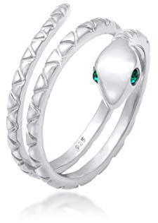 Elli Ring Damen Schlange Pinky Modern mit Kristallen 925 Silber vergoldet