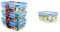 Emsa Clip & Close Contenitori Salvafreschezza, Dimensioni 6.8 x 19 x 13 cm, Set 3 Pezzi x 1 L & 508544 Contenitore per alimenti rettangolare con coperchio, 2,2 litri, trasparente/blu, Clip & Chiudi