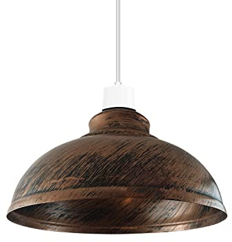 LEDSone Moderner, industrieller, einfach zu montierender, geschwungener Lampenschirm aus Metall für Wand- und Tischlampen-Hängeanhänger mit kostenloser Reduzierplatte (Brushed Copper)
