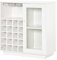 HOMCOM Weinschrank mit Gläserhalterung 20-Flaschen-Weinregal mit 3 Haken Flaschenständer mit Glastür Anti-Kipp-Design Spanplatte Hartholz Weiß 80 x 36 x 85 cm