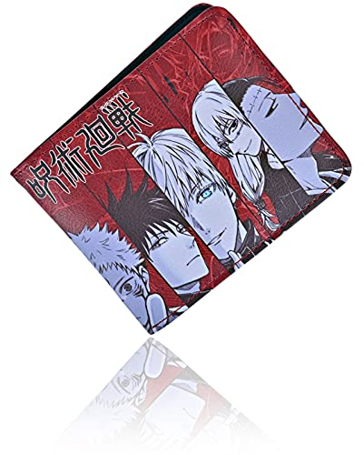 Roffatide Anime Jujutsu Kaisen Itadori Yuji Gojo Satoru Sukuna Geldbörsen Kunstleder Schlank Bi-Fold Geldbörse Mehrzweck Geldbörse
