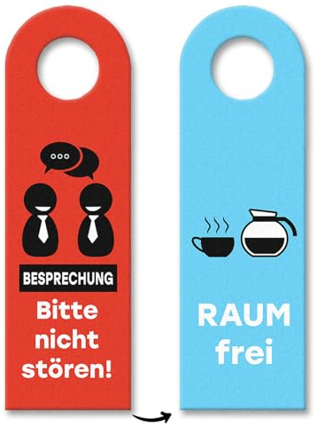 Türhänger 10er Set mit schlichter Grafik - Besprechung bitte nicht stören oder Raum frei für mehr Privatsphäre im Homeoffice oder Ruhe im Bürogebäude wenn die Kollegen immer in