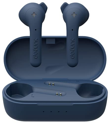 Defunc True Wireless Earbuds True Basic IPX4 Wasserdicht In-Ear 5.0 Bluetooth Stereo-Ohrhörer mit integriertem Mikrofon - Lange Spieldauer & Ladeetui (Blau)