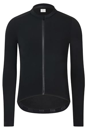 RISESBIK Herren-Winter-Radtrikot, langärmelig, Thermo-Fleece, lange Ärmel, winddicht, leicht, Schwarz, XXL