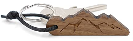 Laserfaktur Schlüsselanhänger Berge aus Walnussholz | personalisierbar | Wunsch-Gravur | Geschenk
