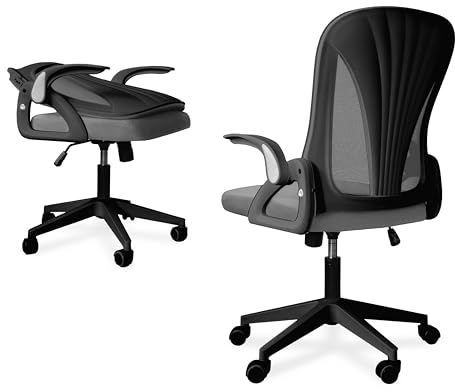 Tervo Model S | Folding Office Chair for Small Spaces | Gaming Chair for Adults & Kids | Mesh Backrest | For Bedroom & Home Office | (Grey & Black)