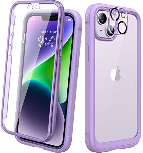 Diaclara Designed for iPhone 14 Case, Full Body Rugged Case with Built-in Touch Sensitive Anti-Scratch Screen Protector, with Camera Lens Protector for iPhone 14 6.1 (Peri Purple)