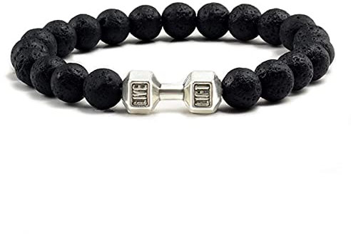 DIANN Frauen Männer Perlen Armband Hantel Herrenmode Yoga Schmuck Original Bangles-Lava Stone-S