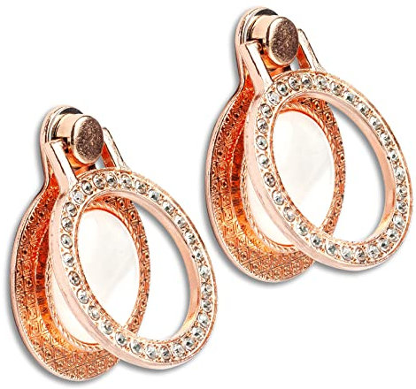 Wansurs Glitter Bling Bling Phone Ring Holder, 2 Pack Sparkle Phone Ring Grip Artificial Diamond Stand, Rhinestone Cell Finger Ring for Phones, Pad