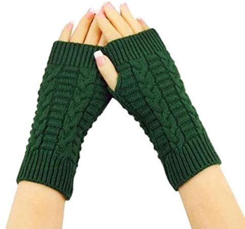 Strickhandschuhe Damen Winter Armstulpen Warm Strick Handschuhe Fingerlose Armstulpen Länge Ärmel Handschuhe Fingerlose gestrickte für Handgelenk mit Daumenloch