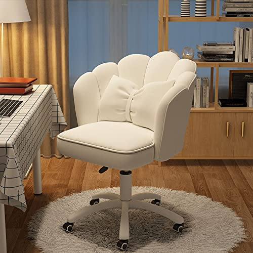 XUEGW Cute Petal Desk Chair Velvet Vanity Chair with Bow Cushion, Butterfly Home Office Chairs for Bedroom Computer Task Chairs with Back