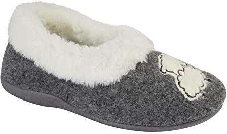 Sleepers Womens/Ladies Sheep Faux Fur Slippers (8 UK) (Grey)
