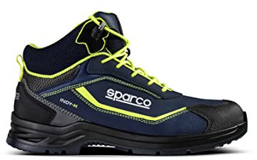 Sparco Indy, Stivali Antinfortunistici Unisex-Adulto, Blu Marine Giallo Fluo, 41 EU