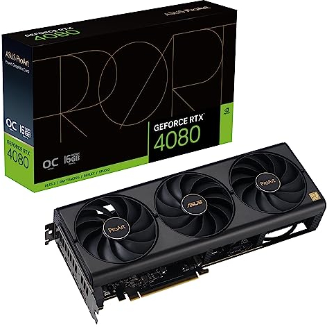 ProArt GeForce RTX 4080 16GB OC Edition GDDR6X Graphics Card (PCIe 4.0, 16GB GDDR6X, DLSS 3, HDMI 2.1a, DisplayPort 1.4a)