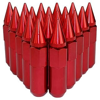 M12 x 1,5 Radmuttern, MoreChioce Aluminium Auto Radschrauben Sechskantmuttern Radverlängerte Radmuttern Radsicherungsmuttern Radbolzen und Kontermutternsatz Universal Auto-Tuning-Zubehör,Rot