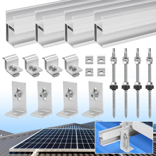 Therlan Solarpanel Halterung Blechdach, Für 1pcs module, Alu PV Befestigung Für Solarmodule Dick 30-45mm Verstellbar Stockschrauben Solarmodule Halterung Blechdach