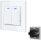 BSEED Interruptor de luz con LED Blanco,10A 2 Gang 1 Vía Interruptor de luz empotrado con luz de control LED,Interruptor Luz de Pared con marco de cristal,Interruptor conmutador con clips para salón