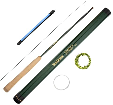 SeaQuest Tenkara 8‘ Fliegenfischrute inkl. Fliegen, Leinen, Schnurhalter, Starter-Set, 8’ 240 cm
