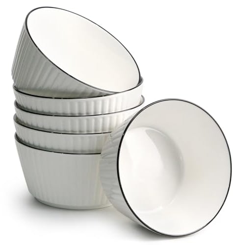 NUTRIUPS 6'' Cereal Bowls - Ceramic Bowls Set of 6, 27 oz - for Cereal, Soup, Oatmeal, Salad