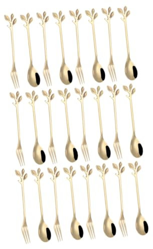 Zerodeko 18pcs Creative Stainless Steel Forks and Spoons Kit Dinner Forks Dessert for Western Cuisine Fruits Cakes and Bread