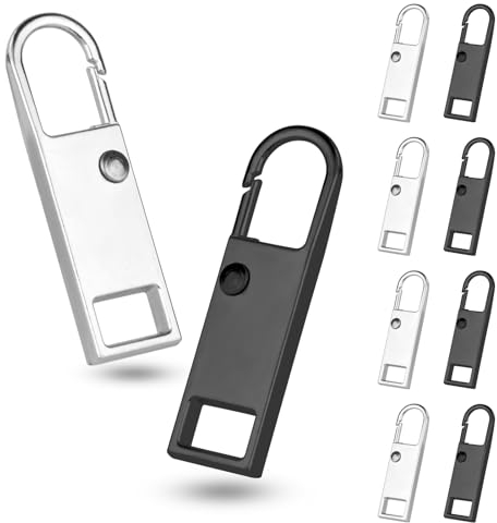 HOTUT Reißverschluss Zipper,10 Stück Metall Zipper Pull,Abnehmbare Zipper für reißverschluss für Jacken,Jeans, Stiefel,Koffer,Rucksäcke und mehr