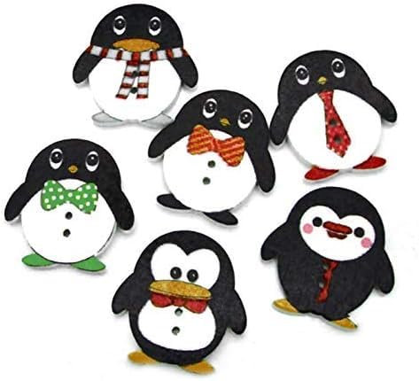 Dekorative Holzknöpfe mit Cartoon-Pinguin, bemalte Knöpfe mit 2 Löchern zum Basteln, Basteln, Scrapbooking, Karten, Dekoration, Zubehör, 50 Stück