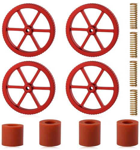 LEONTOOL Metal Leveling Nuts and Die Springs, Upgraded Red Hand Twist Nuts Set with Heat Bed Silicone Leveling Column Mounts for Ender 3/3 Pro/3v2/5 Plus/CR 10 Series 3D Printer Bed Staying Level