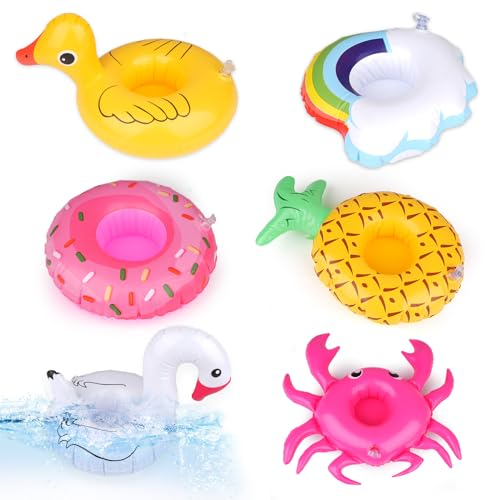 Getränkehalter Pool, 6-teiliges,Aufblasbare Pool Getränkehalter Schwimmend, Mini Badewannenhalter für Bierflasche Sektglas Sommer Gadgets