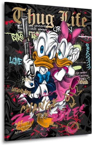 Kunstgestalten24 Leinwandbild Donald und Daisy Duck Pop Art Comic Autobild Wand Bilder