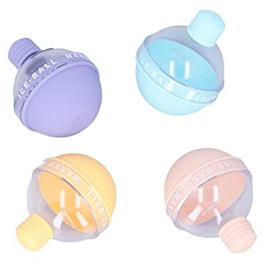 Reusable 4pcs Ice Ball Maker, 2.4 Inches Light Bulbs Shaped Ice Ball Molds, Sphere Ice Mould with Funnel for Easy Filling, DIY Round Ice Molds Ideal for Whiskey, Cocktails