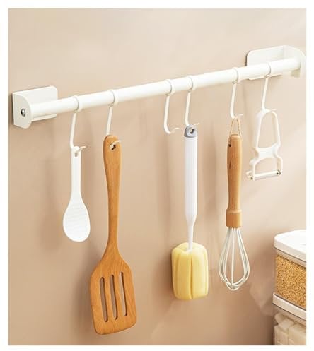 KAXIMON Self Adhesive Hook Rack, 30 cm Sticky Hooks Wall Mounted for Kitchen, Bathroom, Sink