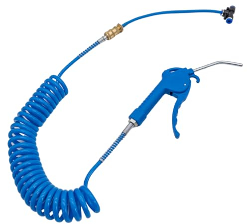 SERTPLAS Ausblase Set, Blastpistole Lkw, Druckluftpistole 4000mm, Druckluft-Ausblaspistole mit Druckluft-Spiralschlauch und T-Verbinder, Ausblasen pistole druckluft Set 4m