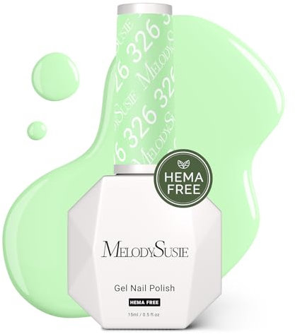 MelodySusie Hema Free Gel Nail Polish, 0.5 Fl Oz Thick Light Green Gel Polish, Non Toxic, Long Lasting, Soak Off UV Nail Polish, Manicure Nail Design Salon DIY Nail Art at Home 326