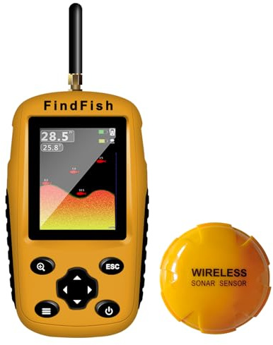 ESANHAO Fish Finder Tragbarer Tiefenfinder für Boote Kajaks mit Sonarwandler