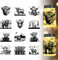GLOBLELAND 12Pcs Highland Cows Silhouette Jar Cutouts Flowers Mountains Plastic Silhouette Wall Decals (Not Stickers) Lantern Jar Cutouts Window Lamp Decals Glass Decorations Art Mural Home Decor