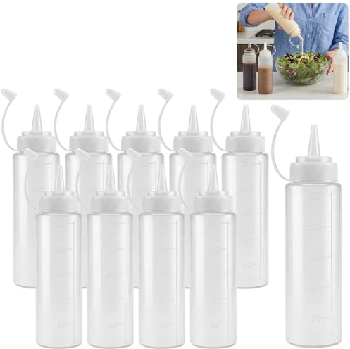 JinPhon Lot de 10 flacons à presser de 250 ml en plastique