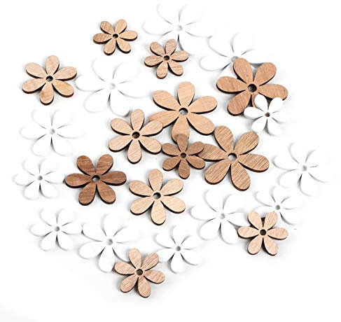 Logbuch-Verlag 24 kleine Holz Blumen Streuteile Ostern Deko Tischdekoration Kommunion Feste Hochzeit 3-4 cm