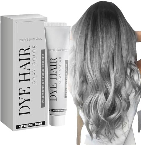 Couleur Des Cheveux Argentés - Couleur De Cheveux Gris Permanent, Gris Colorant Permanent Couleur De Cheveux - Couleur De Cheveux Gris Gris Argenté | Couleur De Cheveux Gris Argent | Crème Délabrée De