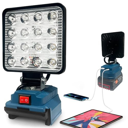 L1NXIXI LED Akku Lampe für Bosch 18V Akku, 48W 4800LM LED Baustrahler mit USB+Type C (ohne Batterie)