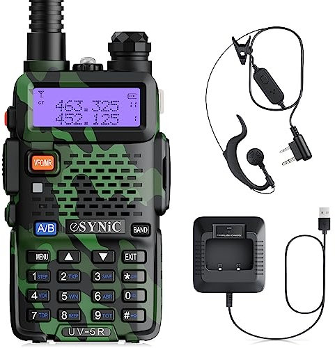 eSynic Professional uv5r Walkie Talkies Rechargeable UV-5R Radio Walkie Talkies Dual Band VHF/UHF Clear Calls 2 Way Radio Long Range with LED Display 128CH Supports VOX FM Functions for In&Outdoor