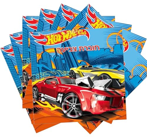 40 Stück Hot W-hels Geburtstags Servietten,33x33cm Car Papierservietten Kindergeburtstag, Car Servietten Geburtstagsdeko für Mädchen Jungen