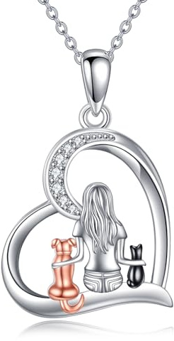 YFN 925 Sterling Silber Tier Halskette für Frauen Tierliebhaber Anhänger mit 18 + 2 Zoll Kette Schmuck Geschenk für Weihnachten, Valentinstag, Muttertag, Geburtstag-Geschenkbox enthalten