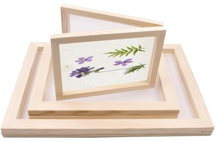 QoTang 3 cornici in legno per la creazione di carta, 3 misure, cornici per carta serigrafica, strumenti per la creazione di carta, per fai da te
