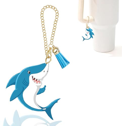 Ldntly Shark Stanley Cup Accessories,Stanley Charms for Handle Water Bottle Charms Tumbler Keychain Shark Gifts for Women Her Mom Sister Friend Birthday,Purse Backpack Decoration