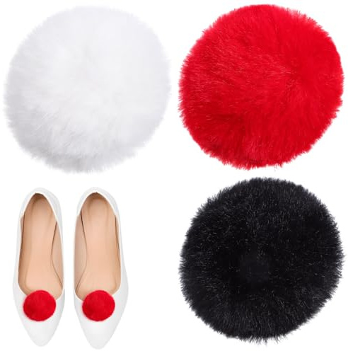 VANZACK Pompons Zum Basteln 3Er Set Flauschige Kugeln Mit Anstecknadel Pompom-Dekoration Für Kleidung Hüte Schuhe Kostüme Und Diy-Projekte