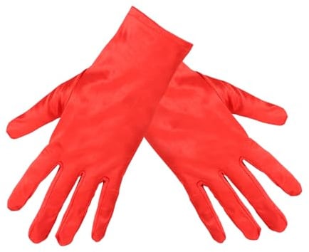 TECDW 1 Paar Damen Kurze Satinhandschuhe, Weiche Abendhandschuhe Dehnbar,Kurze Handschuhe Für Hochzeit, Abendparty, Bankett, Halloween Cosplay.